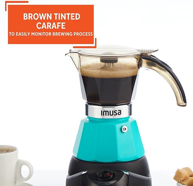 IMUSA 3 or 2cup Electric Espresso Maker, Teal