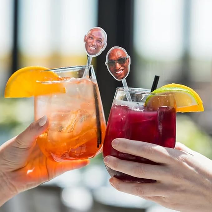 Personalized Pack 50pcs Printed Face Stir Sticks, Dog/Cat/Face/Logo Acrylic Drink Stirrers, Custom Big Head with Your Photo Drink Stirrers, Decor For Parties Birthday Graduation, Baby Face Photos