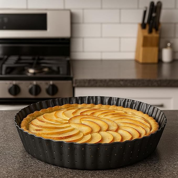 Deep Dish Quiche Lorraine Pie Pan - 7.87 inch Tart Pans with Removable Bottoms - Apple Pie Pan - 7.87 inch Tarte Tatin Pan - Deep Dish Pie Crust - Quiche Baking Dish