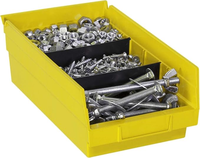 Akro-Mils 30130 Plastic Shelf Bins, Heavy Duty Storage Bins for Garage, Closet, and Drawer Organization, 12" x 6-1/2" x 4", Yellow, 12-Pack