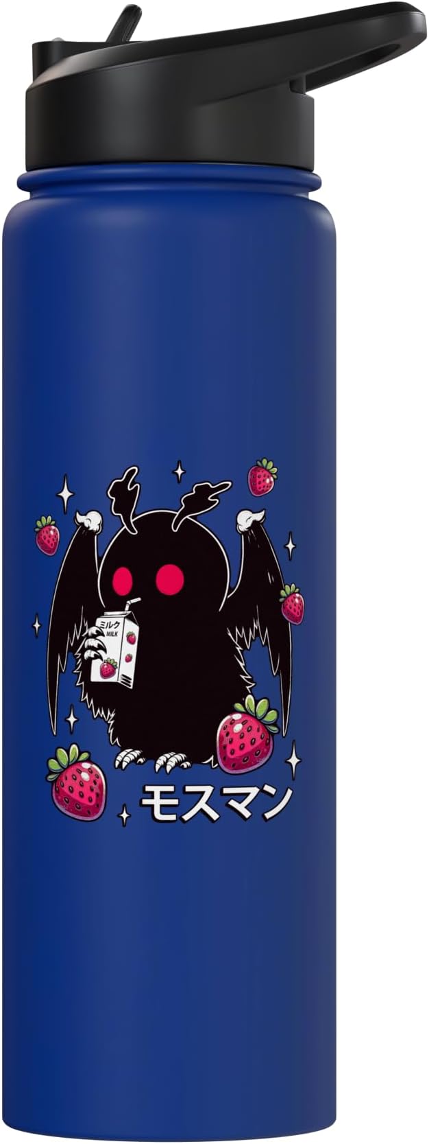 Kawaii Strawberry Milk Shake Carton Mothman Stainless Steel Insulated Water Bottle