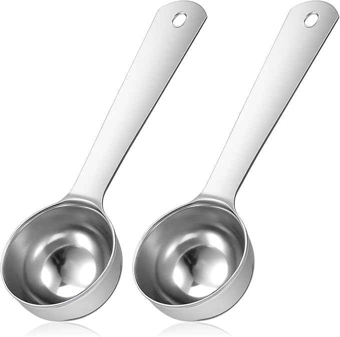 2 Pcs Stainless Steel Coffee Spoons, Coffee Scoop 1 Tablespoon, Long Handle Measuring Tablespoon, 1 tbsp Measuring Spoons for Ground-Coffee, Milk, Spice Jar, Cooking Baking (6 Inch, 20ml)