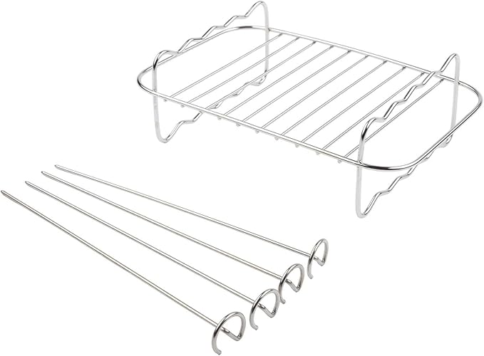 Air Fryer Rack 304 Stainless Steel Accessory for Dual Basket Models DZ201/40/550, Dishwasher Safe Grid Design for Crisp Cooking and Multi Food Use