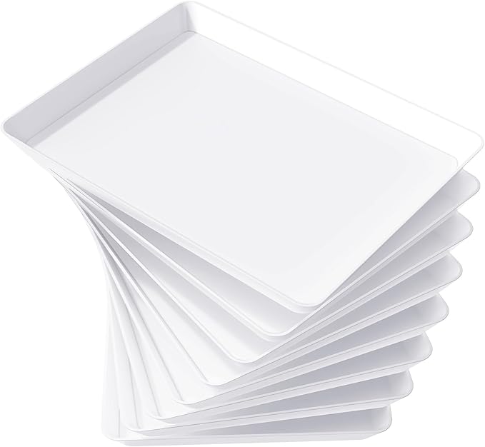 Lifewit Serving Tray for Party Supplies, Reusable Serving Platter for Catering, Snack, Fruit, Charcuterie, Appetizer, Plastic Food Trays, Hosting Essentials, BPA Free, 8 Pcs, Extra Large(16" x 12")