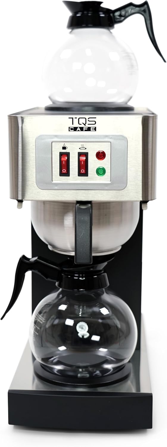 12-Cup Commercial Coffee Maker Stainless Steel - Double Coffee Machine for Office, Restaurant, Industrial Use - 110V High Capacity Office Coffee Maker - TQS Cafe