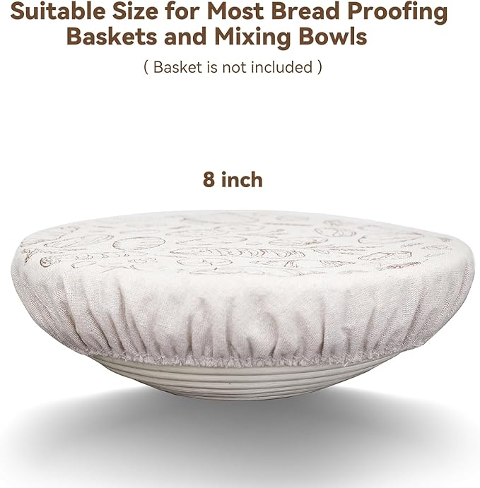 2 Pack 8″ Bowl Covers for Bread Proofing with Plastic Liner, Reusable Shower Caps for Sourdough Rising