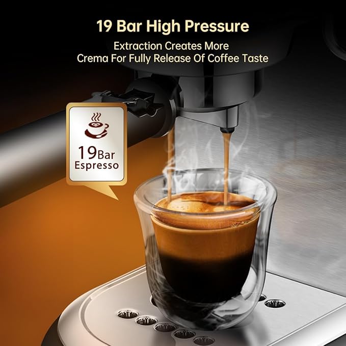 Semi-auto Stainless Steel Household Coffee Machine 19 Capsules Superfine Capsule Powder Coffee Machine Cappuccino and Espresso H11 (Color : H11 SR, Size : CHINA_EU)