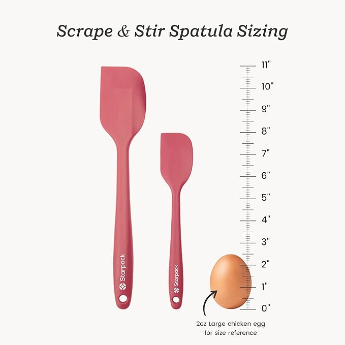 Starpack 'Scrape & Stir' Silicone Spatula Set (2 Pcs) - Heat Resistant Spatulas Set 600°F - Food Grade Kitchen Spatulas - LFGB Grade Nonstick Baking and Cooking Rubber Spatula Set