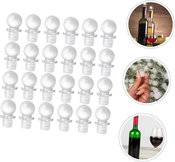 24pcs Glass Ball Stoppers Ball Wine Stoppers Wine Bottle Toppers for Bottles