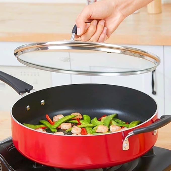 10.25 Inch Tempered Glass Lid for Lodge 10.25" Cast Iron Skillets & 5QT Dutch Ovens -Stainless Steel Handle and Rim (10.25 INCH LID)