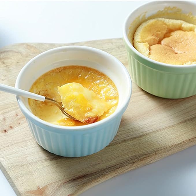 Ramekins 6oz Oven Safe,Creme Brulee Ramekin and Souffle Dishes,Porcelain Baking Bowls,Dipping Sauce Dish.Pudding Cups,Set of 6,Colorful.