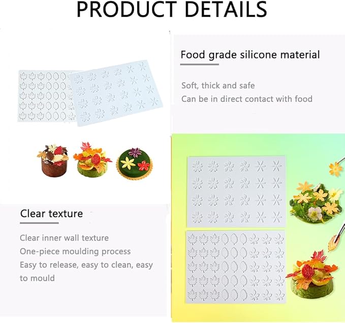Hollow 3D Leaf Tuille Lace Silicone Cake Moulds, Molds Silicone Baking Fondant Tuile Molds, Polymer Clay Mold for Baking, Clay, Resin, Sugar Craft, Dessert Cake Decoration (1pcs Flower Candy Mold)