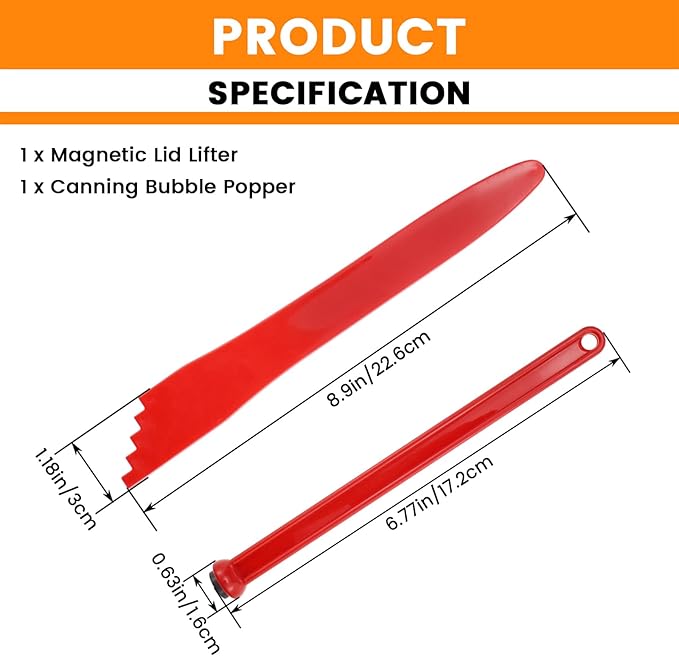 Aifeier ET Canning Tools Kit includes 1pcs Bubble Popper Bubble Remover and 1pcs Jar Lid Lifter Magnetic Lid Lifter (Red)