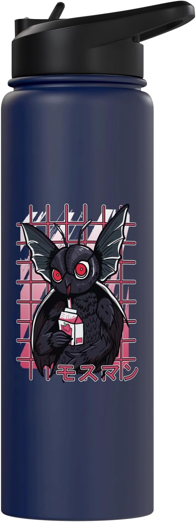 Mothman Kawaii Strawberry Milk Shake Carton Cryptids Stainless Steel Insulated Water Bottle