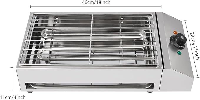 1800W Countertop Electric Griddle Flat Top Grill - Portable Barbecue, Smokeless Indoor, Non-Stick Cooking, Removable Plate BBQ With Temperature Control 110V
