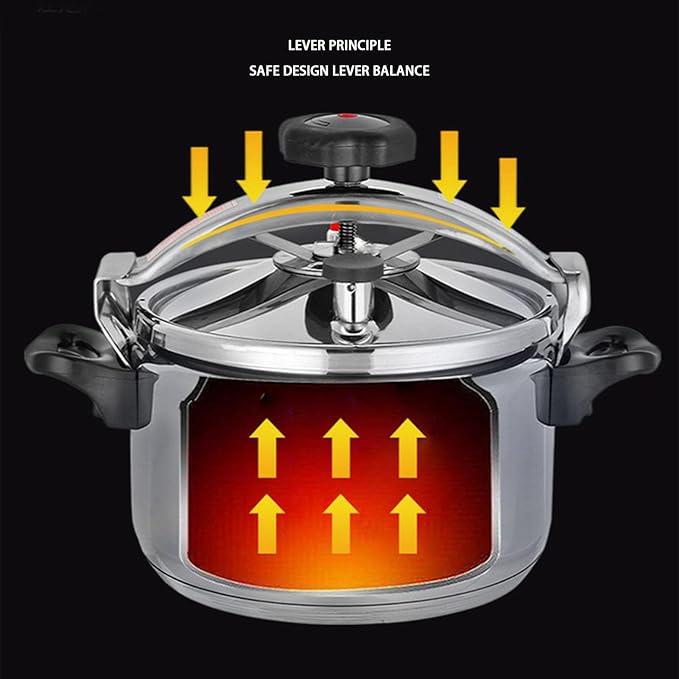 Asixxsix Asixxsix Aluminum Pressure Cooker, Explosion Proof Large Capacity Pressure Canner, Stovetop Cooker with Compound Bottom Easy Open Close for Gas Electric Flat Top Stoves (9L) (9L)