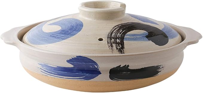 Donabe Japanese Casserole Pot Heat Resistant Ceramic Casserole With Lid Clay Rice Cooker Pot Casserole Clay Pot Slow Stev Saucepan Health Saucepan,C,1.2L