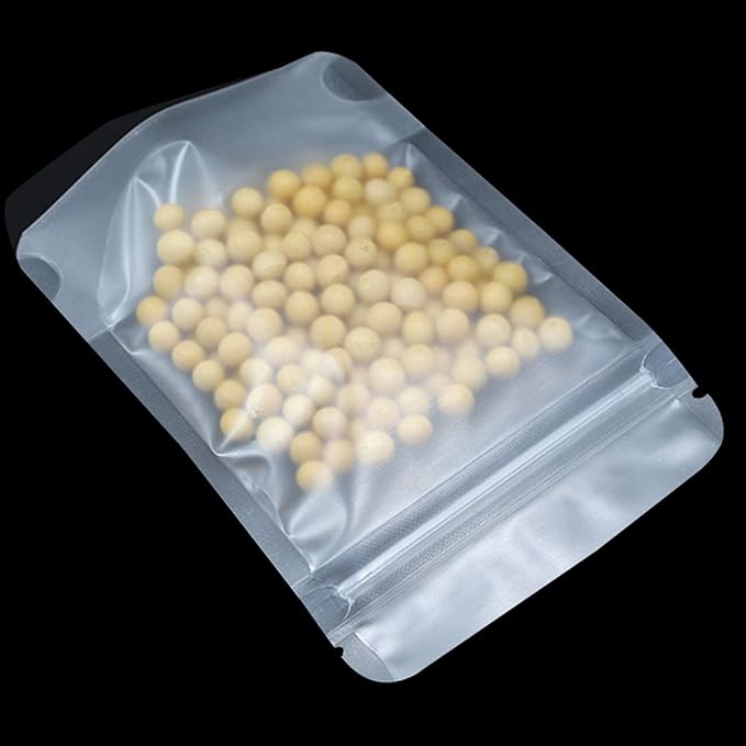 PABCK 100 Pack Resealable Stand Up Bags Matte Clear Zipper Lock Heat Seal Pouches with Tear Notch for Zip Food Storage Lock Packing 14x20cm (5.5x7.9 inch)