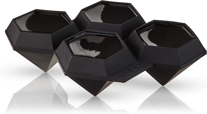 Viski Tray Extra Large Diamond Mold, Craft Ice for Cocktails, Bar Accessories, Set of 1, Makes 4 XL Cubes, Black