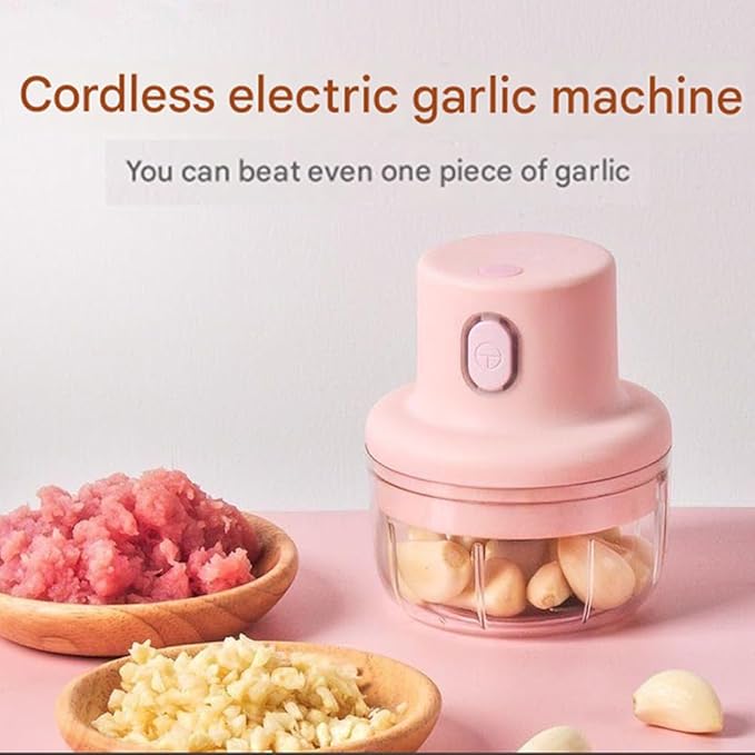 Wireless Food Chopper,Electric Garlic Chopper Cordless With Container For Onion, Garlic,Chili,Fruit,Meat, Rechargeable Kitchen Gadget (8.8 OZ)