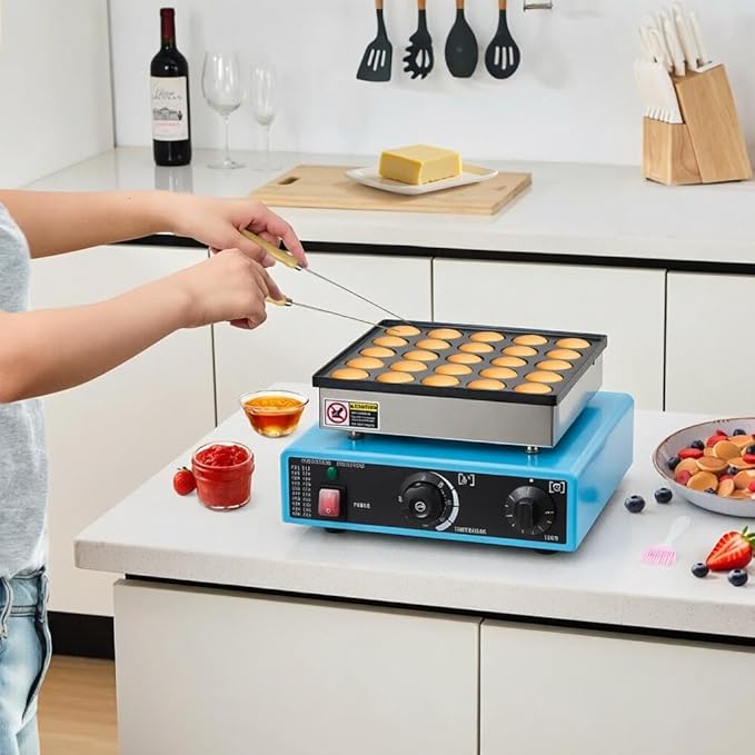 Commercial Mini Dutch Pancake Maker,25PCS Dorayaki Maker,Non-stick Dutch Poffertjes Grill,Stainless Steel Muffin Waffle Maker,Electric Hotcakes Machine for Breakfast,Snacks,Desserts