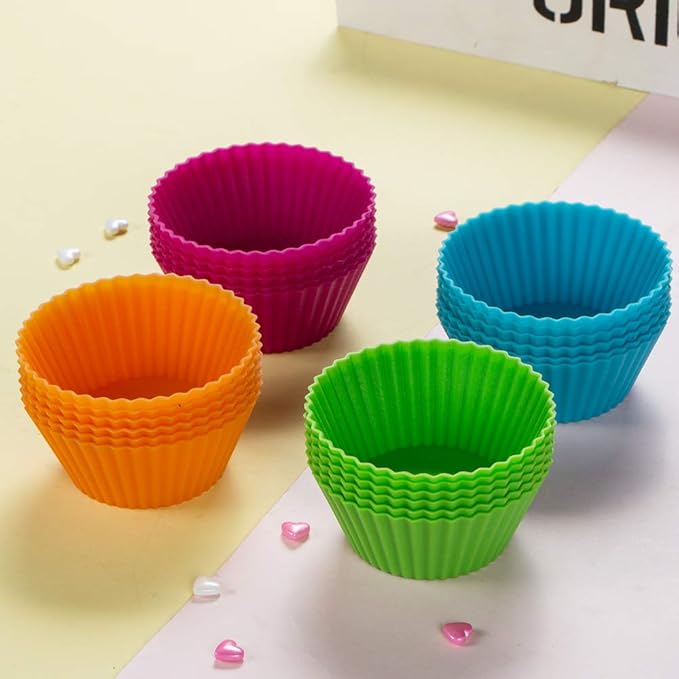 Webake Silicone Cupcake Baking Cups Muffin Liners Reusable Silicon Muffin Tin Non-stick 2-3/4 Inch Regular Size, Pack of 24