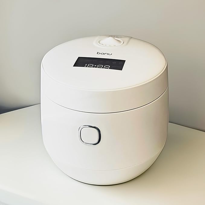 BANU Low Carb Rice Cooker - 4 Cups(white rice), 2 cups(Low carb rice) 7 Preset Functions, 20-Hr Timer, Led Touch, Auto Keep Warm - Healthy Cooking for Keto and Low Glycemic Diets - White / 8-Cup (Cooked) (4-Cup UNCOOKED) Digital Rice Cooker and Food St...