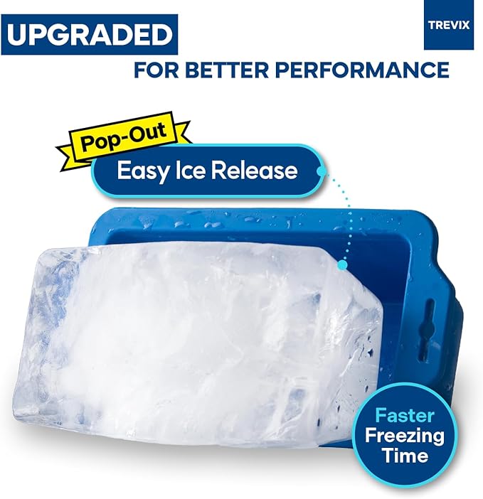 Trevix Ice Block Mold for Ice Bath (4 PCS) - Makes 18 LBS Large Ice Cube Molds, Reusable Ice Cube Tray, Large Silicone Ice Molds (Blue, 4pcs(18lbs))