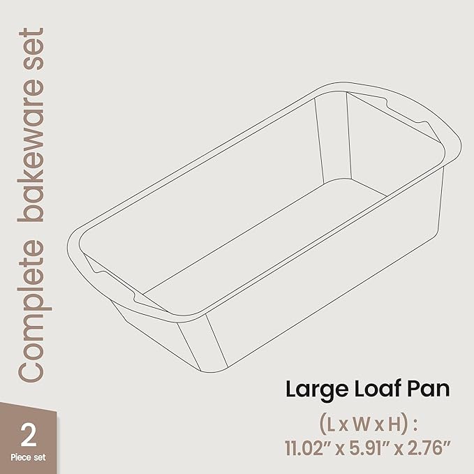 Nonstick Loaf Pan Set Pack of 2, 10.2" & 11" Large Baking Bread Pan, Oven Safe Up to 450°F, PFOA, PFOS, PTFE Free, Space Saving Stackable Design, Stain Resistant, Dishwasher Friendly, Blue Marble