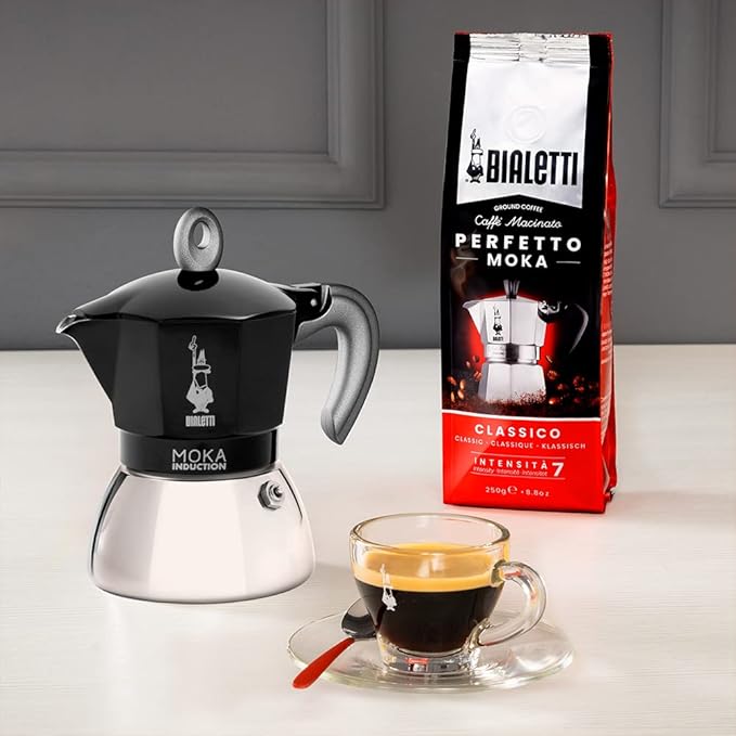 Bialetti - Moka Induction, Moka Pot, Suitable for all Types of Hobs, 2 Cups Espresso (2.8 Oz), 90 milliliters,Black