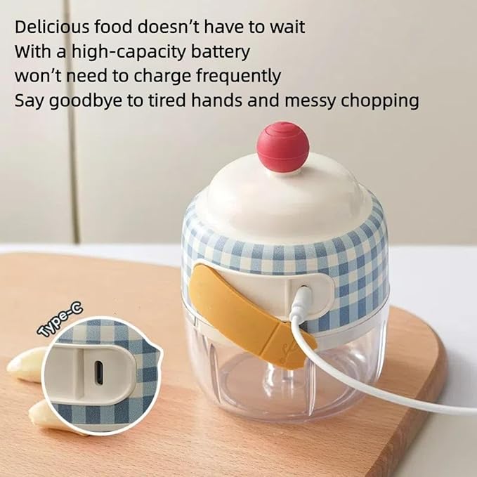 Velytycheon150ML Electric Garlic Chopper, Cordless Mini Chopper for Garlic Onion Ginger, USB Rechargeable Portable Vegetable Blender for Kitchen Cooking, Baby Food, Meat, Chili, Fruit (Pink)
