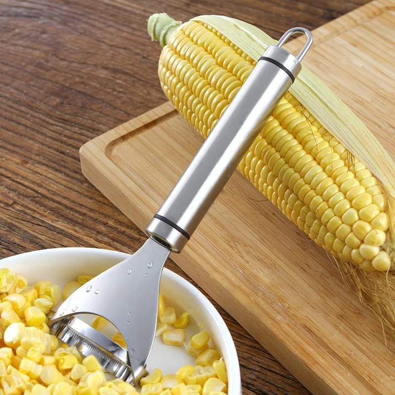 2PCS Corn Planer Cutter Thresher Peeler, Corn Thresher Cob Stripper Tool,Premium Stainless Steel Corn Thresher Cob Remover tool with Ergonomic Handle