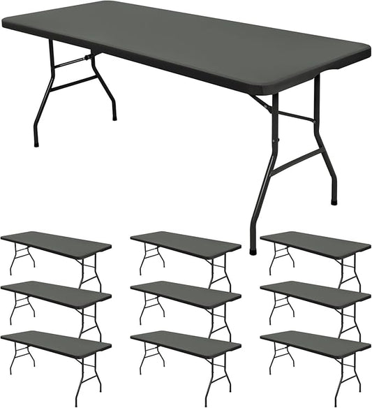 10 Pack Stretch Fabric Table Top Cap Cover, fits 6' Tables, Spandex Table Covers Washable Elastic Rectangle Tablecloth Protector for Indoor Outdoor Party Picnic Wedding, Gray, 30" W x 72" L