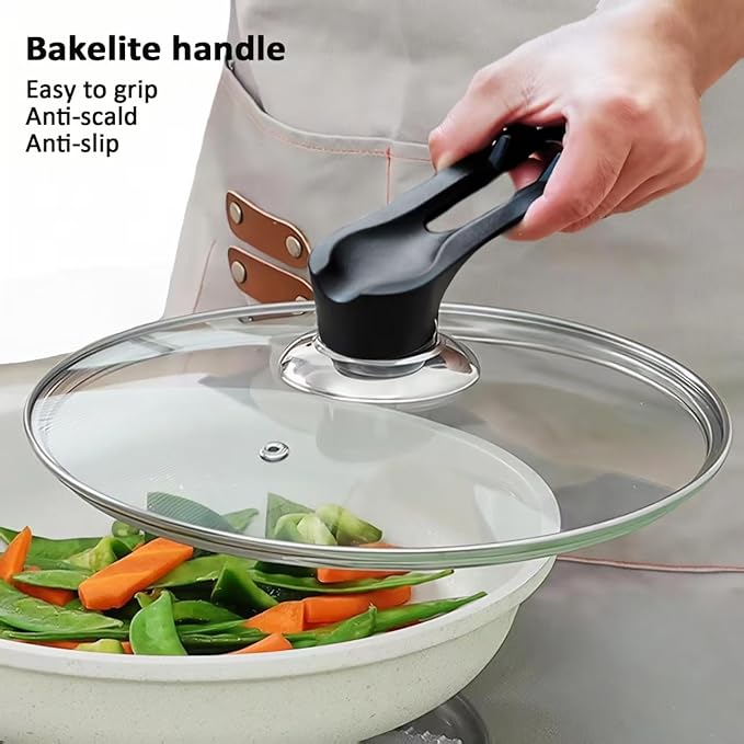 Glass Lid For Pots, Pans and Skillets, Round Tempered Clear Glass Cover Replacement with Steam Vent, Heat Resistant Handle, 11″, 12″, 12.5″, 13.5″ And 14″