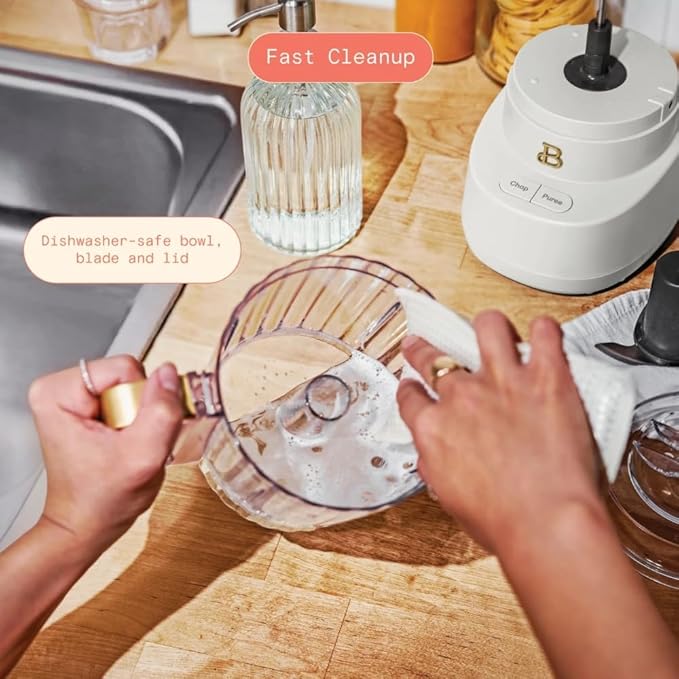 3-Cup Mini Food Chopper 250W with, Electric Food Processor, Chop & Puree Function, Dishwasher Safe Parts, Safety Lid, Compact Kitchen Appliance (White Icing)