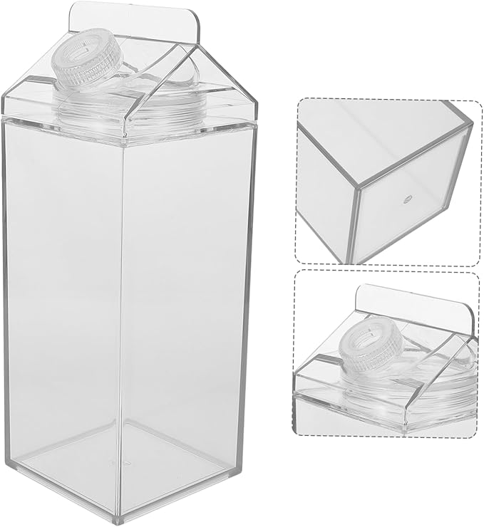Garneck Leakproof Milk Carton Water Bottle 64Oz Portable Reusable Juice Container with Silicone Seal Large Capacity for Outdoor Sports and Home