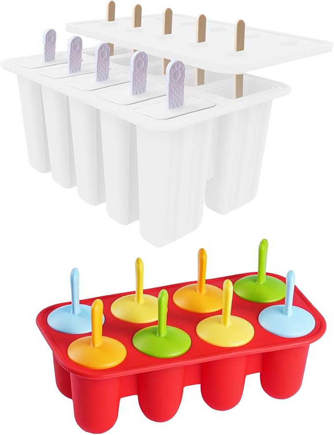 Miaowoof 10-Cav & 8-Cav Silicone Popsicle Mold for Kids, Non-BPA Premium Silicone Popsicles Molds