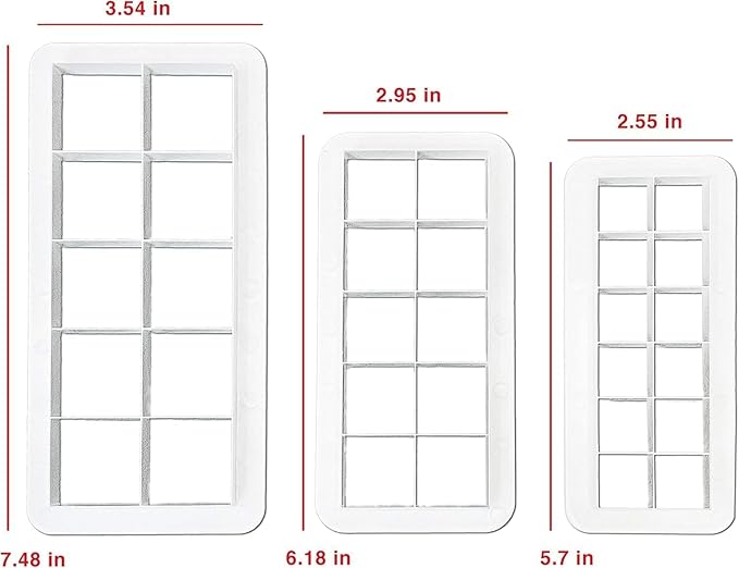 6Pcs White Square Cookie Cutter Set, Geometric Multicutter Square Cake Fondant Cutter, Cookie Cutter Biscuit Cutters Cake Decorating,Baking Tools and Accessories(3 Size）