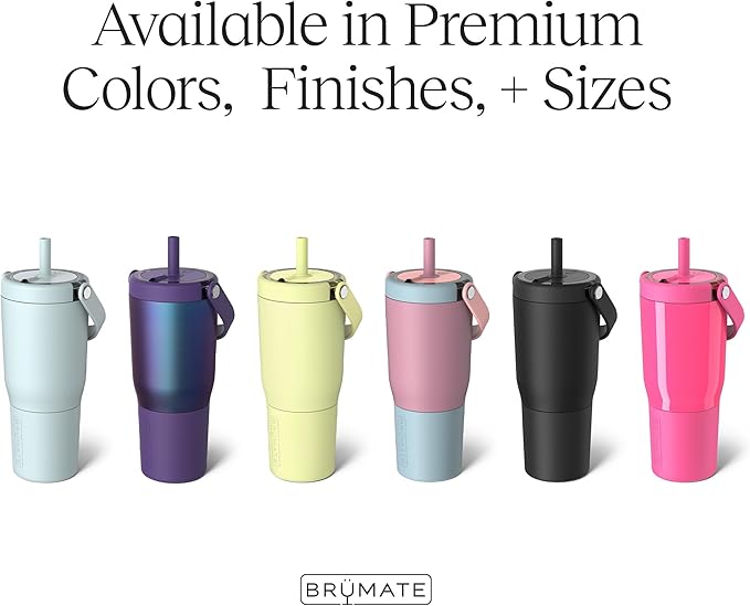 BrüMate Resa 25oz 100% Leakproof Travel Tumbler with Handle & Straw | Flexible SoftSip Straw | Silicone Sleeve for Durability | Stainless Steel | Cup Holder & Travel Friendly Water Bottle | (Eclipse)