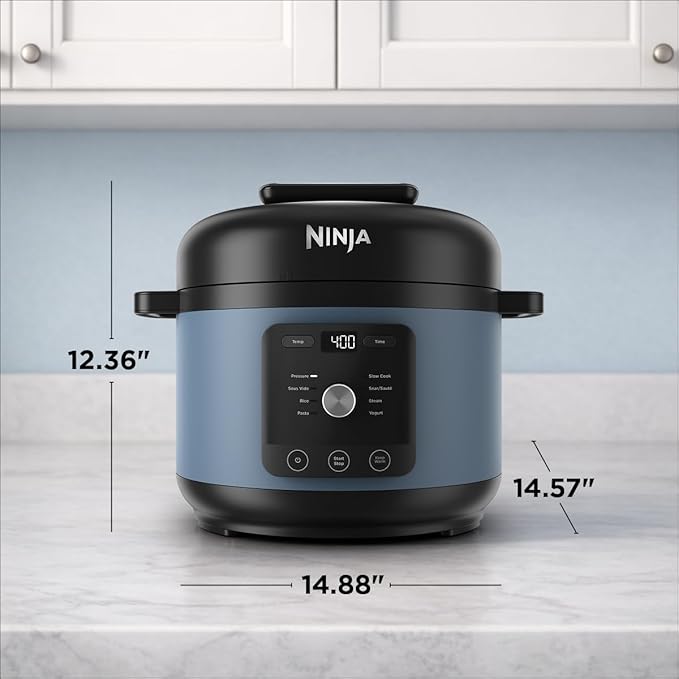 Ninja HyperHeat 9-in-1 6.5-qt Pressure Cooker | Steams, Slow Cooks, Sears, Sautés, Sous Vide, Yogurt & More | With SimpliServe Pot | Powerful 1200-Watt | Blue Macaron | PC201
