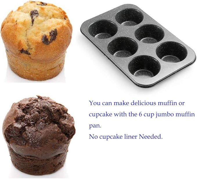 Monfish large muffin pan Jumbo Cupcake tin grey stone finish non sticking 3.5x1.75 inch cup