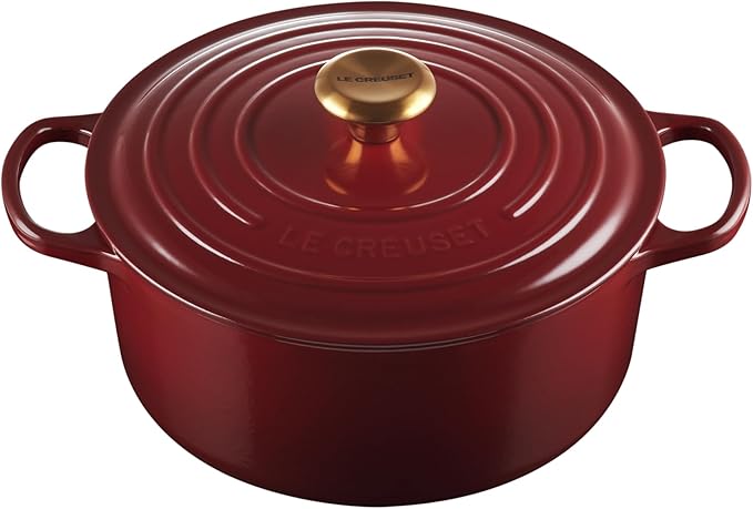 Le Creuset Enameled Cast Iron Signature Round Dutch Oven, 5.5 qt., Garnet