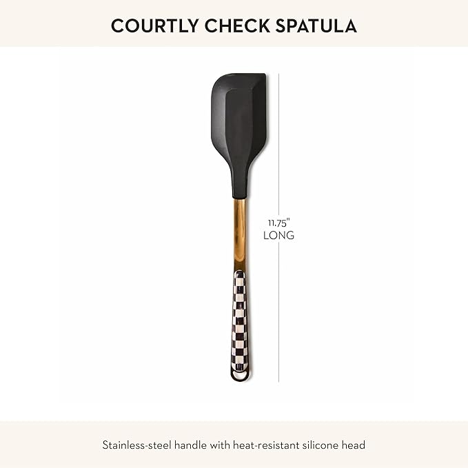MACKENZIE-CHILDS Kitchen Spatula, Silicone Spatula for Cooking, Black-and-White Courtly Check