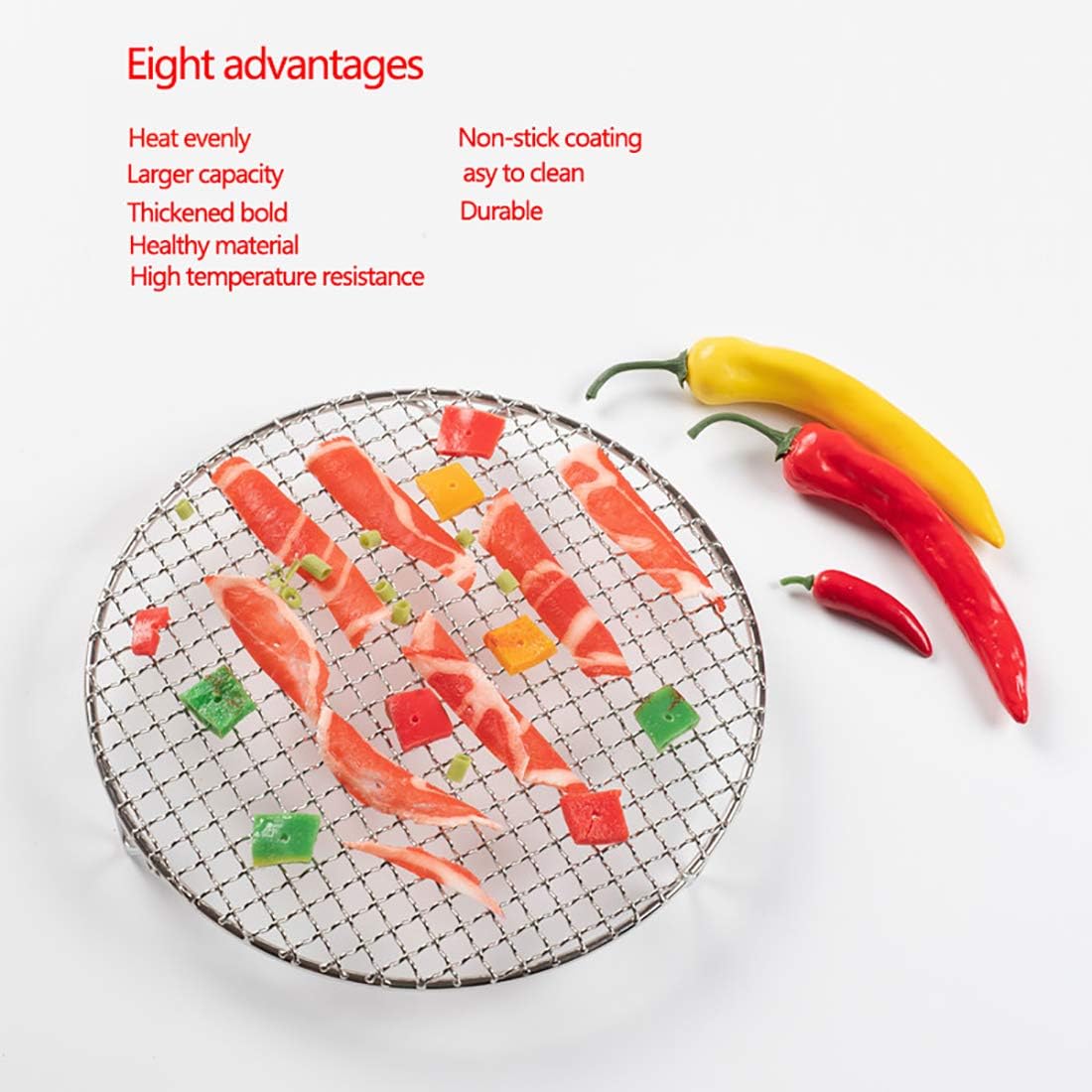 Versatile Round 304 Stainless Steel Cooling Rack Baking,Heat Resistant Rust Proof Sturdy Durable Dia 7.9"