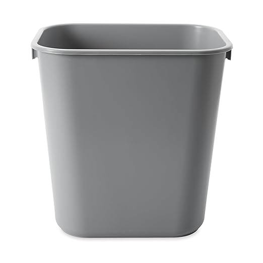 Rubbermaid Commercial Products Deskside Wastebasket/Trash Can, 3.25-Gallon/13-Quart, Gray, Plastic, for Bedroom/Bathroom/Office, Fits Under Desk/Sink/Cabinet