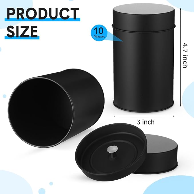 Zopeal 3 Pack Metal Tea Tin Canister with Airtight Double Lids 16 oz Round Tin Can with Lid Double Sealed Small Kitchen Container for Loose Tea Storage Coffee Sugar Candy Herbs and Spices