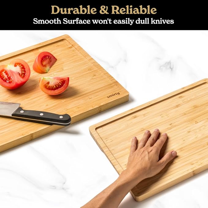 SMIRLY High Deansity Bamboo Cutting Board Set of 2
