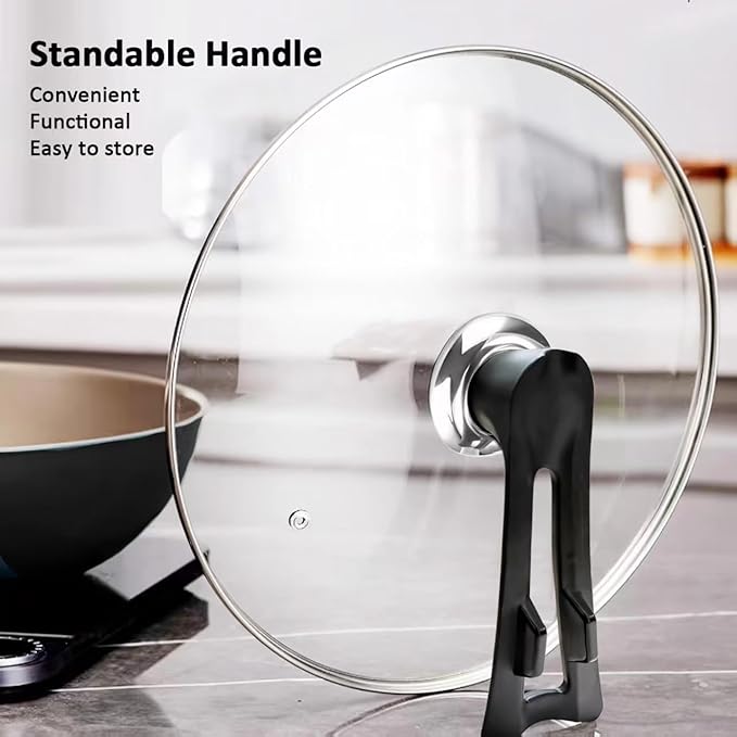 Glass Lid For Pots, Pans and Skillets, Round Tempered Clear Glass Cover Replacement with Steam Vent, Heat Resistant Handle, 11″, 12″, 12.5″, 13.5″ And 14″,11 Inch Fit Inner dia 10.8″-11.3″