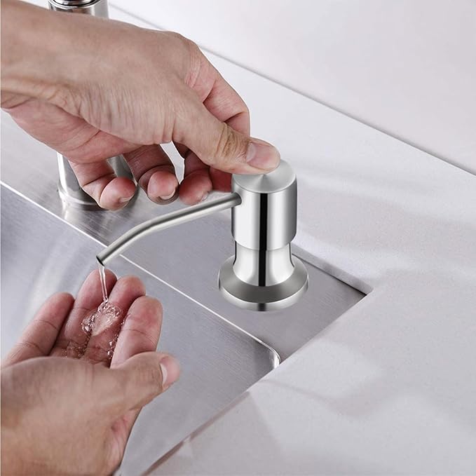 Sink Soap Dispenser, Kichen Sink Soap Dispenser, 47" Extension Tube kit, Under Sink Soap Dispenser Pump, No Need More Refills （Brushed Nickel, 2 Pack）