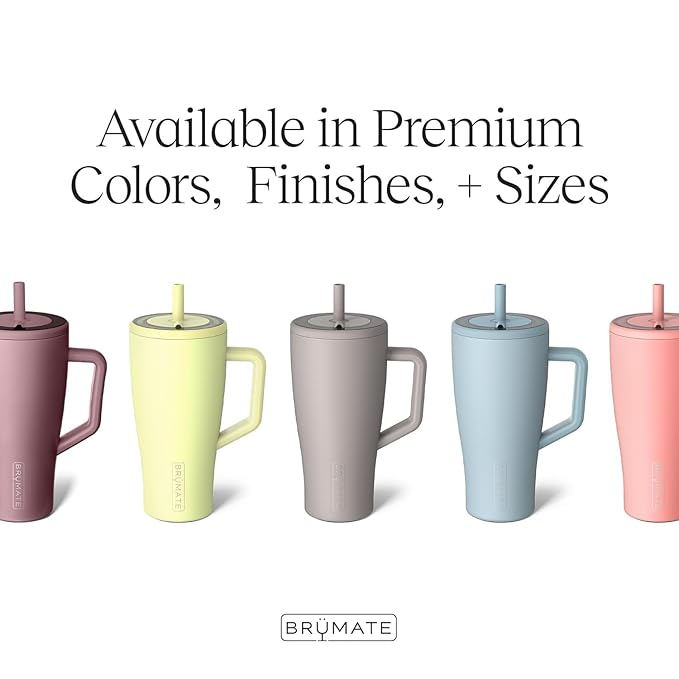 BrüMate Era 30 oz Tumbler with Handle & Straw | 100% Leakproof Insulated Water Bottle Tumbler with Lid & Flexible SoftSip Straw | Made of Stainless Steel | Cup Holder Friendly | 30oz (Primrose)